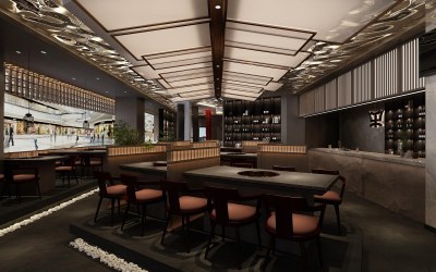 现代火锅店3D模型下载